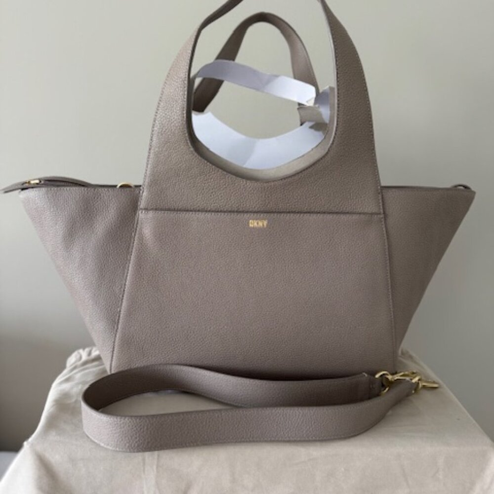 NWT DKNY Large Effortless Tote Bag Flint Gray (Beige) Color
